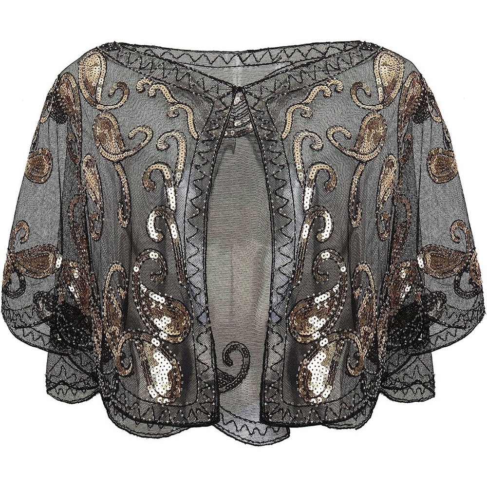 Flapper Cover Up For Ladies Shawl Wraps Sequin Beaded Evening Cape Bridal Shawl